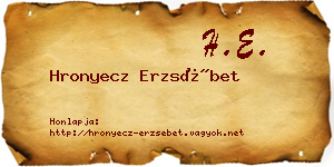 Hronyecz Erzsébet névjegykártya